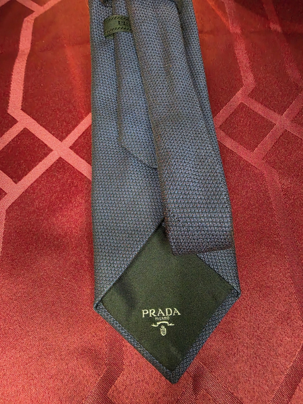 Prada Men's Blue Textured Silk Tie